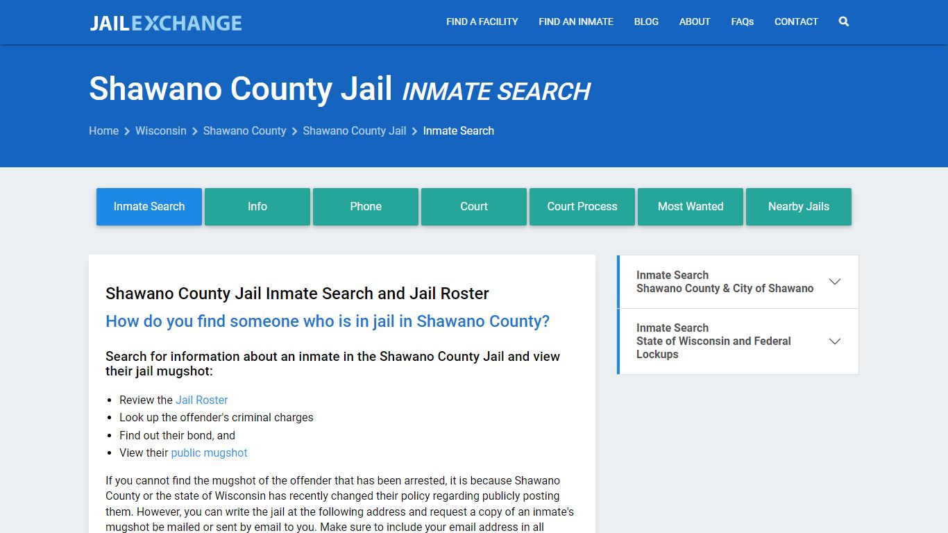 Inmate Search: Roster & Mugshots - Shawano County Jail, WI